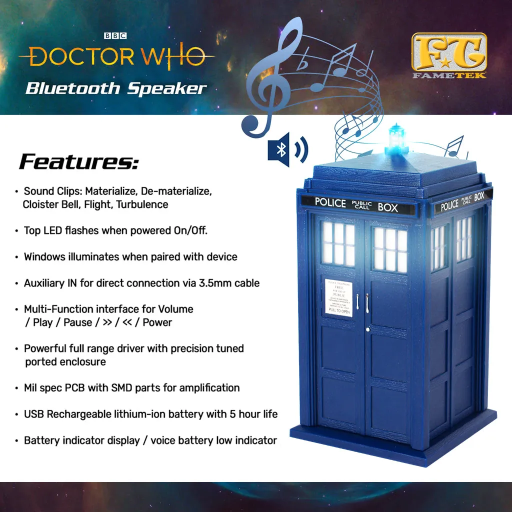 BUNDLE - Doctor Who Tardis Wireless Bluetooth Speaker with Doctor Who Tardis Qi Wireless Charger with Built in Powerbank