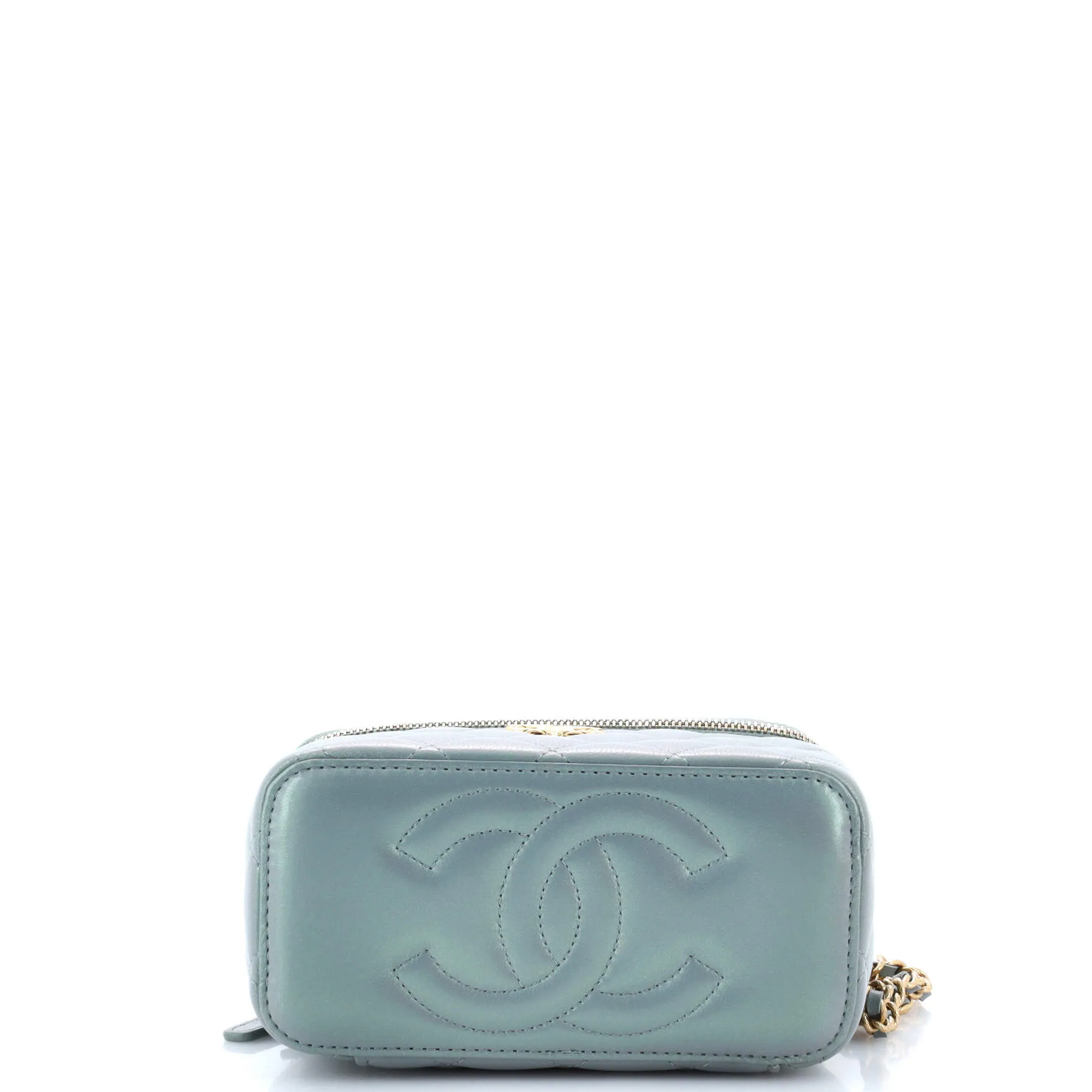 CC Dynasty Vanity Case with Chain Quilted Iridescent Lambskin Small