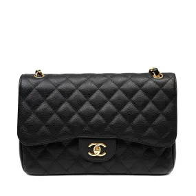 Chanel Black Caviar Jumbo Classic with Gold Hardware