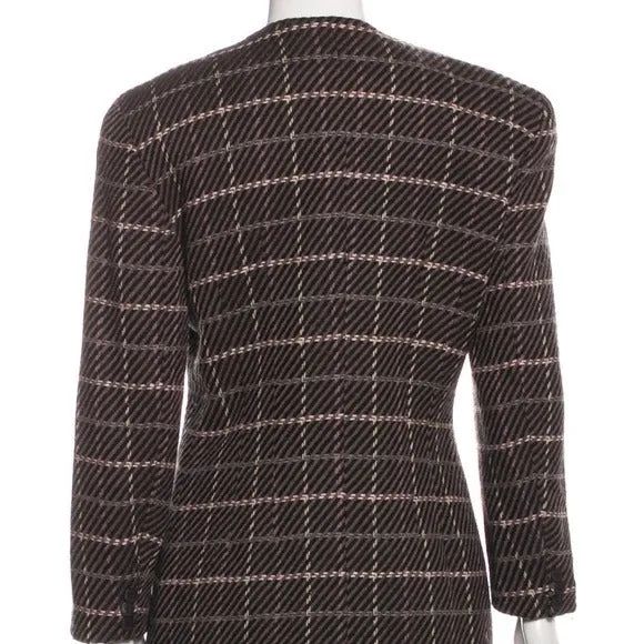 CHRISTIAN DIOR Black Taupe Pattern Suit Jacket