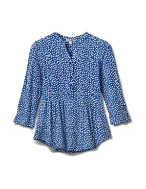 Denim Dot Pintuck Popover Knit Top-Petite