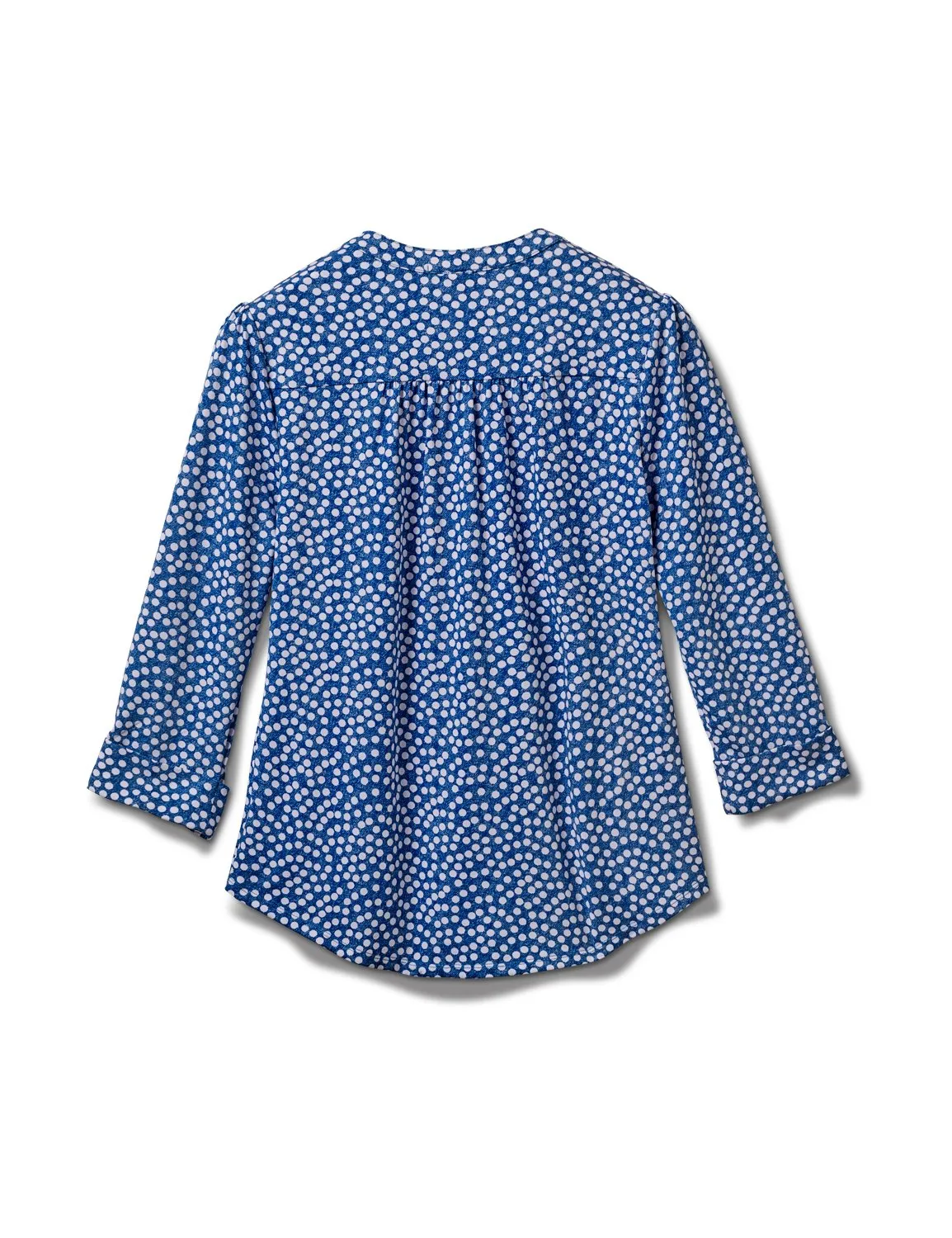 Denim Dot Pintuck Popover Knit Top-Petite