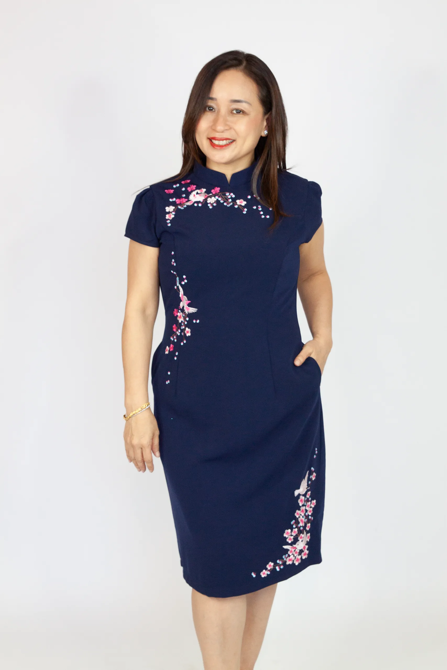 Embroidery Floral and Bird CNY Dress