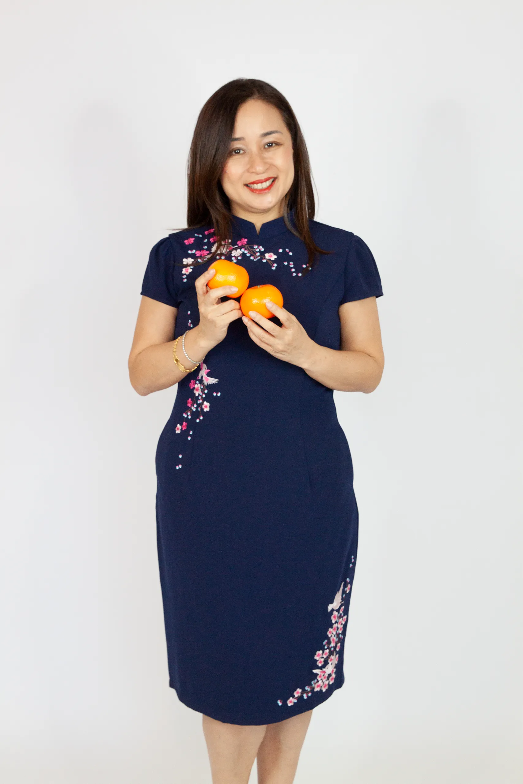 Embroidery Floral and Bird CNY Dress