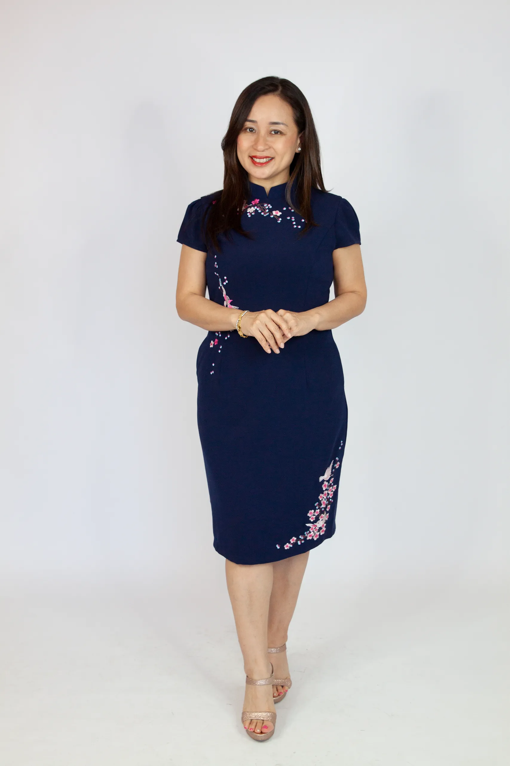 Embroidery Floral and Bird CNY Dress