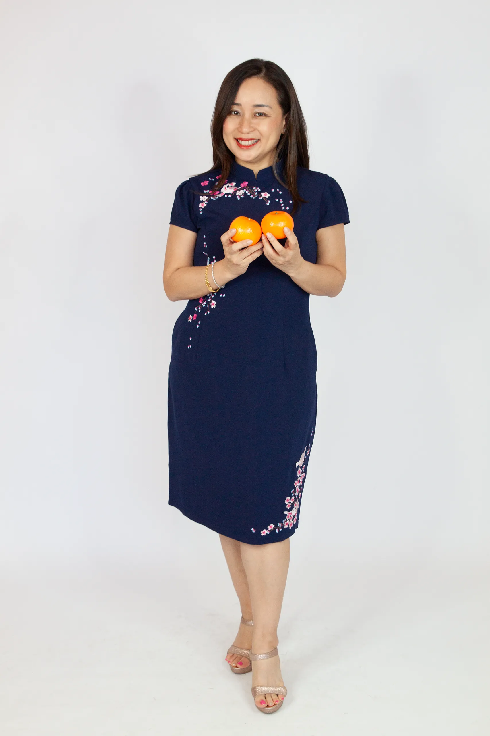 Embroidery Floral and Bird CNY Dress