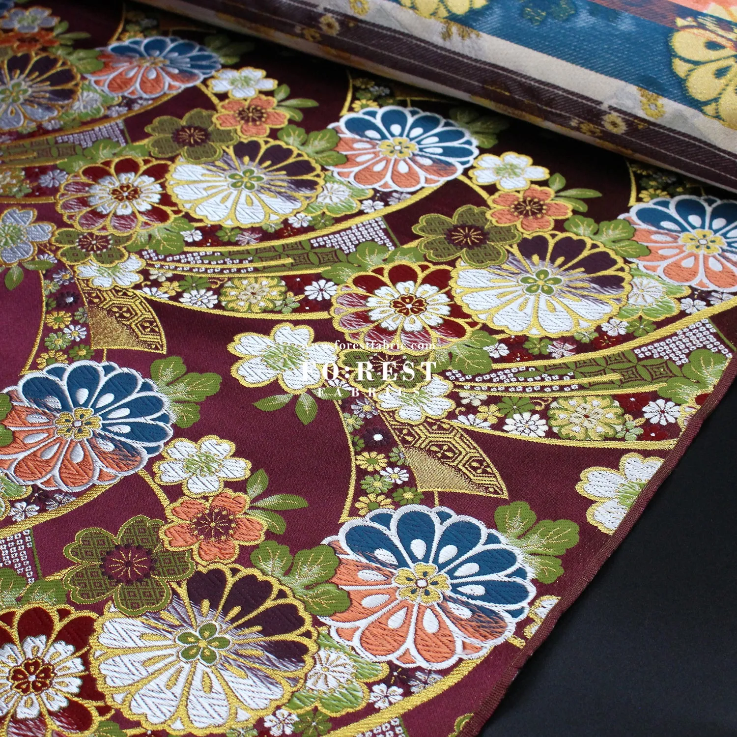 Gold Brocade -  Noshi Ribbon Bundle flower fabric Red
