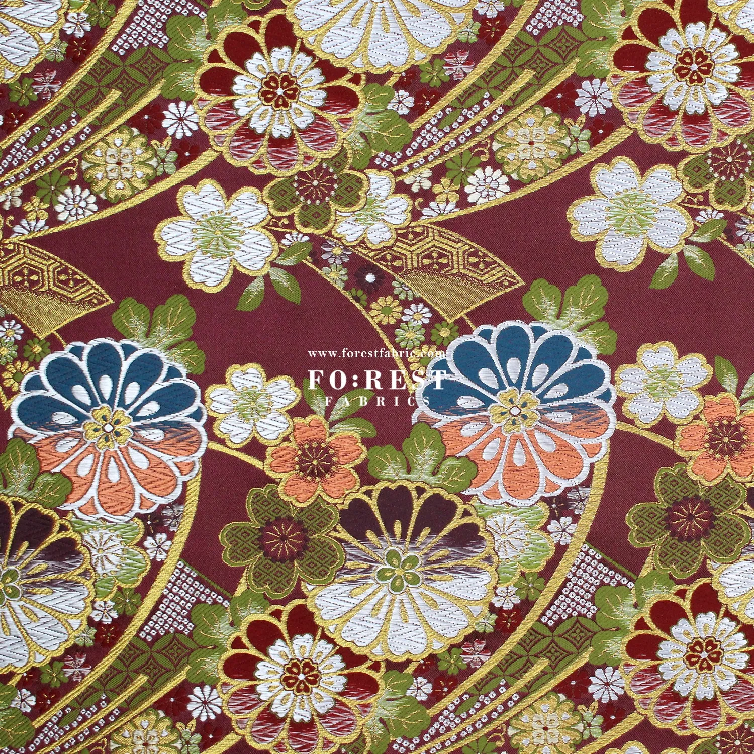 Gold Brocade -  Noshi Ribbon Bundle flower fabric Red