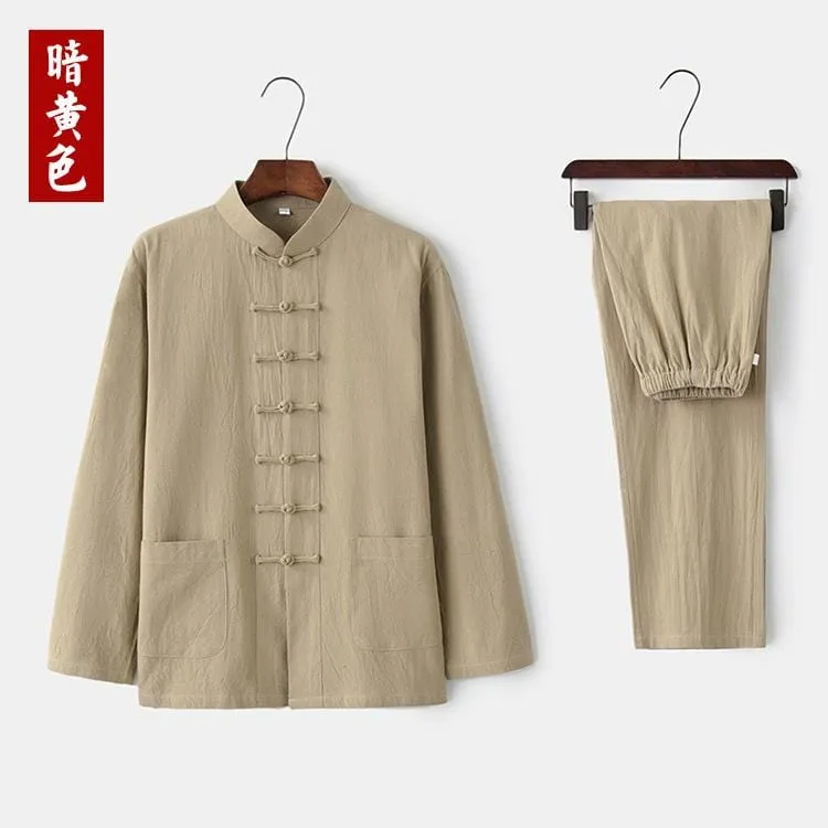 Linen fabric, Chinese Tang Suit set, Kong fu Suit set