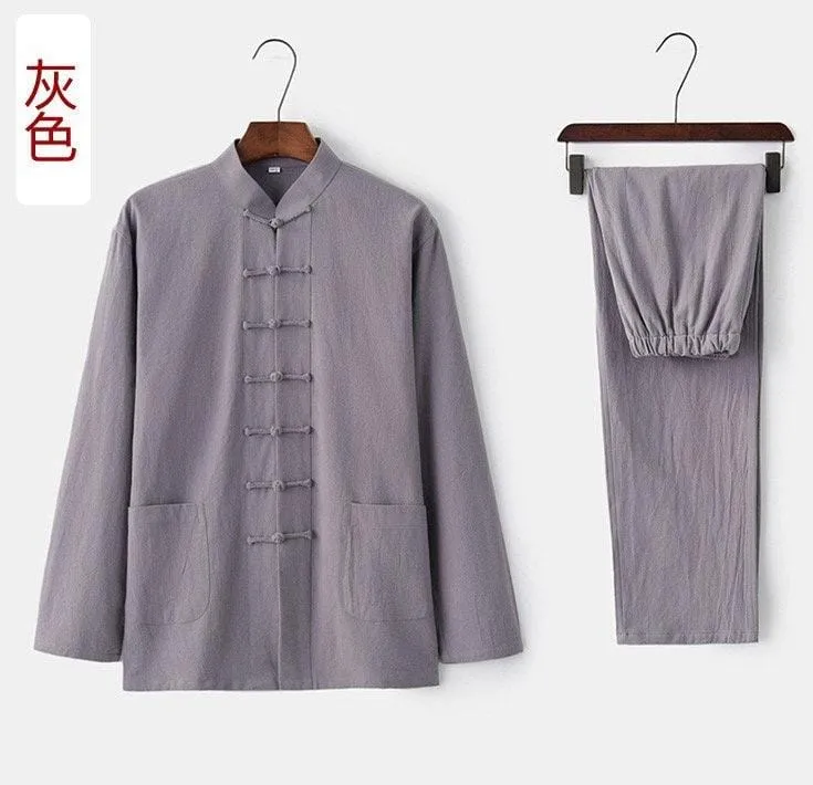 Linen fabric, Chinese Tang Suit set, Kong fu Suit set