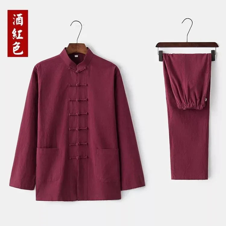 Linen fabric, Chinese Tang Suit set, Kong fu Suit set
