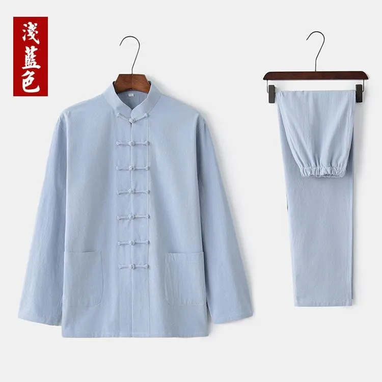 Linen fabric, Chinese Tang Suit set, Kong fu Suit set