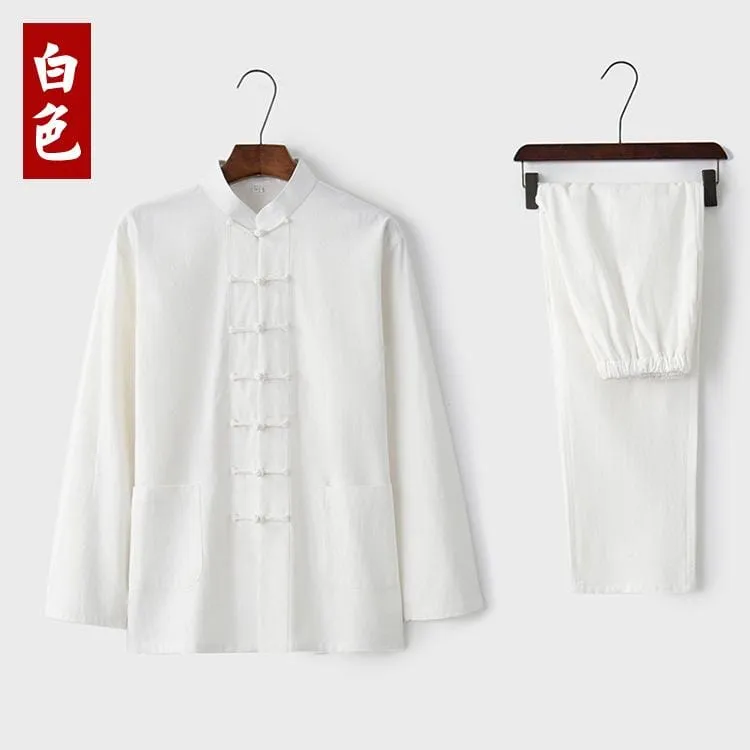 Linen fabric, Chinese Tang Suit set, Kong fu Suit set