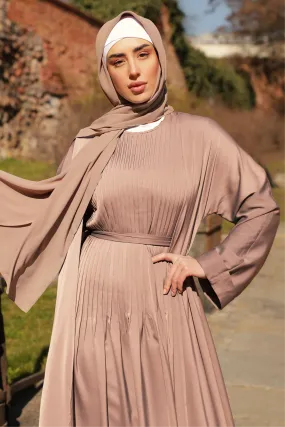 Salma Tiered Abaya Set- Sand